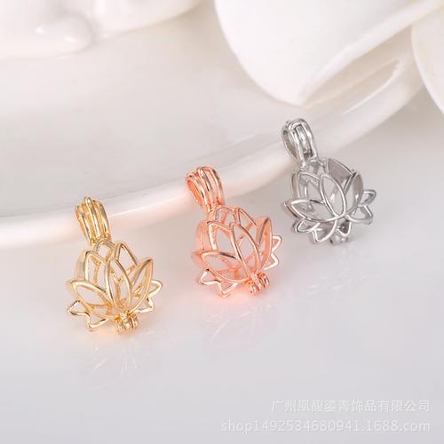 镂空莲花香薰珍珠孕妇琴音魔盒吊坠锁骨链手工diy项链饰品配件